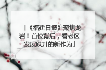 《福建日报》聚焦龙岩！首位背后，看老区发展跃升的新作为