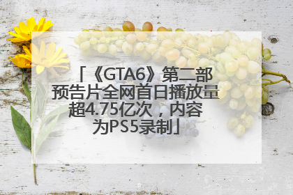 《GTA6》第二部预告片全网首日播放量超4.75亿次，内容为PS5录制