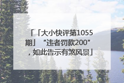 「大小快评第1055期」“违者罚款200”，如此告示有煞风景