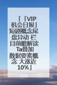 「VIP机会日报」短剧概念尾盘异动 栏目前瞻解读 Ta叠加数据要素概念 大涨近10%