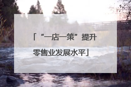 “一店一策”提升零售业发展水平