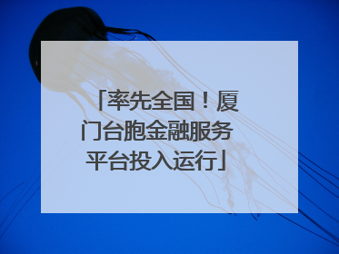 率先全国！厦门台胞金融服务平台投入运行