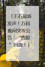 王石最新发声！万科晚间突发公告：“售股”回血！