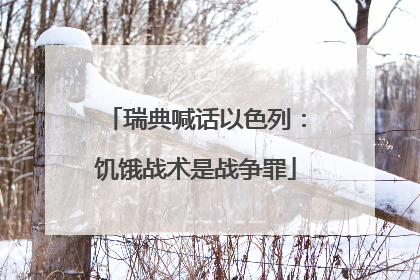 瑞典喊话以色列：饥饿战术是战争罪