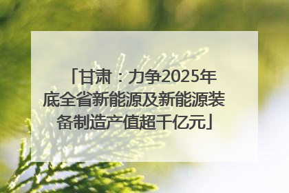 甘肃：力争2025年底全省新能源及新能源装备制造产值超千亿元
