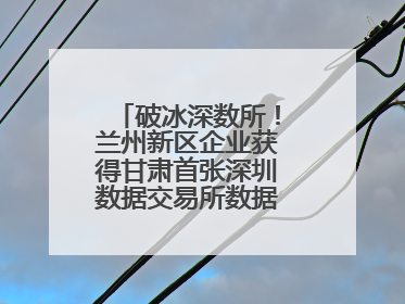 破冰深数所！兰州新区企业获得甘肃首张深圳数据交易所数据产权登记证书