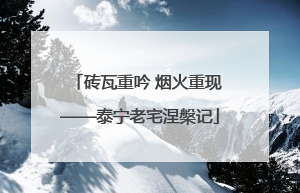砖瓦重吟 烟火重现——泰宁老宅涅槃记