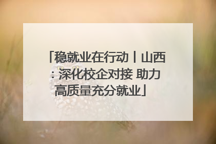 稳就业在行动丨山西：深化校企对接 助力高质量充分就业