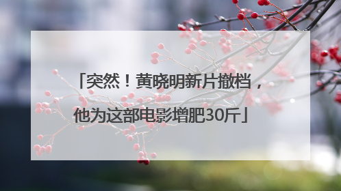 突然！黄晓明新片撤档，他为这部电影增肥30斤
