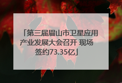 第三届眉山市卫星应用产业发展大会召开 现场签约73.35亿