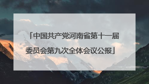 中国共产党河南省第十一届委员会第九次全体会议公报
