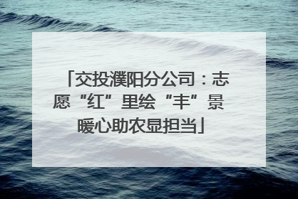 交投濮阳分公司：志愿“红”里绘“丰”景 暖心助农显担当