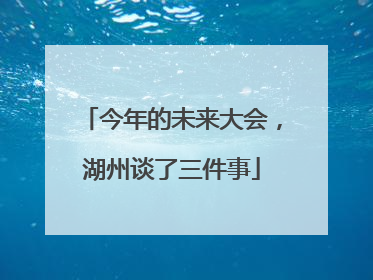 今年的未来大会，湖州谈了三件事