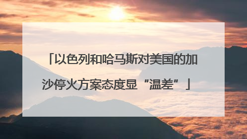 以色列和哈马斯对美国的加沙停火方案态度显“温差”