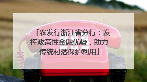 农发行浙江省分行：发挥政策性金融优势，助力传统村落保护利用