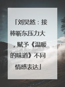 刘昊然：接棒靳东压力大，赋予《温暖的味道》不同情感表达