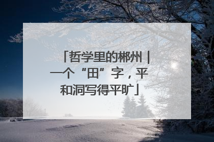 哲学里的郴州｜一个“田”字，平和洞写得平旷