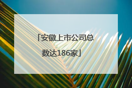 安徽上市公司总数达186家