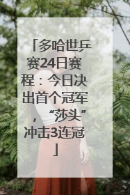 多哈世乒赛24日赛程：今日决出首个冠军，“莎头”冲击3连冠