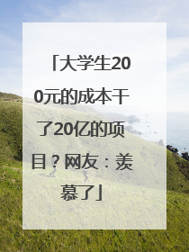 大学生200元的成本干了20亿的项目？网友：羡慕了