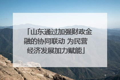 山东通过加强财政金融的协同联动 为民营经济发展加力赋能