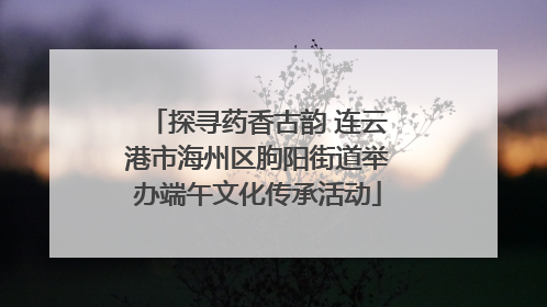 探寻药香古韵 连云港市海州区朐阳街道举办端午文化传承活动