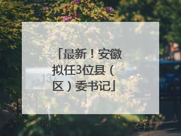 最新！安徽拟任3位县（区）委书记