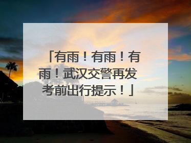 有雨！有雨！有雨！武汉交警再发考前出行提示！