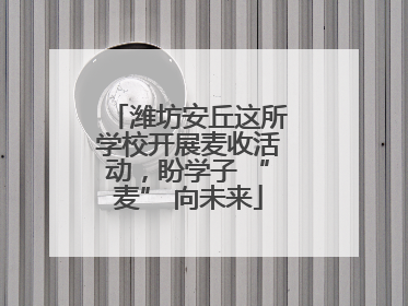 潍坊安丘这所学校开展麦收活动，盼学子 “麦” 向未来