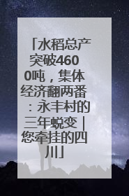 水稻总产突破4600吨，集体经济翻两番：永丰村的三年蜕变｜您牵挂的四川