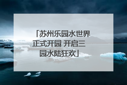 苏州乐园水世界正式开园 开启三园水陆狂欢