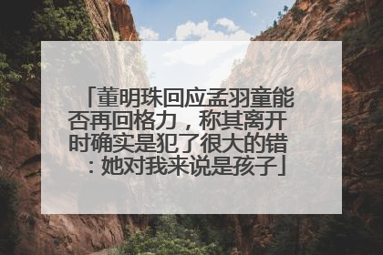 董明珠回应孟羽童能否再回格力，称其离开时确实是犯了很大的错：她对我来说是孩子