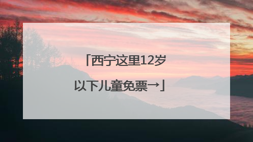 西宁这里12岁以下儿童免票→