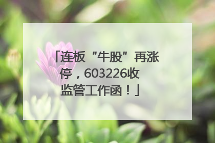 连板“牛股”再涨停，603226收监管工作函！