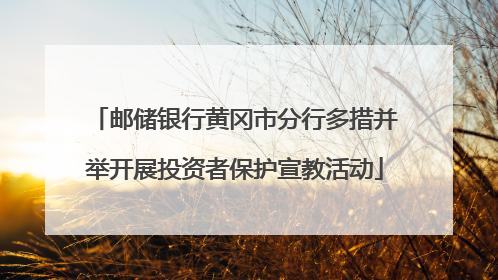 邮储银行黄冈市分行多措并举开展投资者保护宣教活动