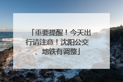 重要提醒！今天出行请注意！沈阳公交、地铁有调整