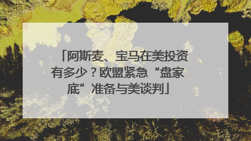 阿斯麦、宝马在美投资有多少？欧盟紧急“盘家底”准备与美谈判