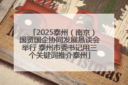 2025泰州（南京）国资国企协同发展恳谈会举行 泰州市委书记用三个关键词推介泰州
