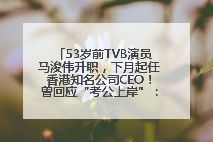 53岁前TVB演员马浚伟升职，下月起任香港知名公司CEO！曾回应“考公上岸”：真不是公务员