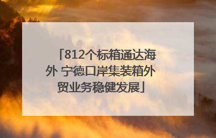 812个标箱通达海外 宁德口岸集装箱外贸业务稳健发展